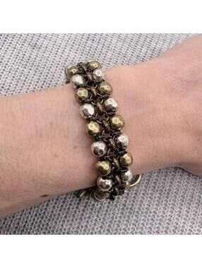 Premier Designs Bracelet Mixed Metal Bead Chain Toggle Clasp Statement